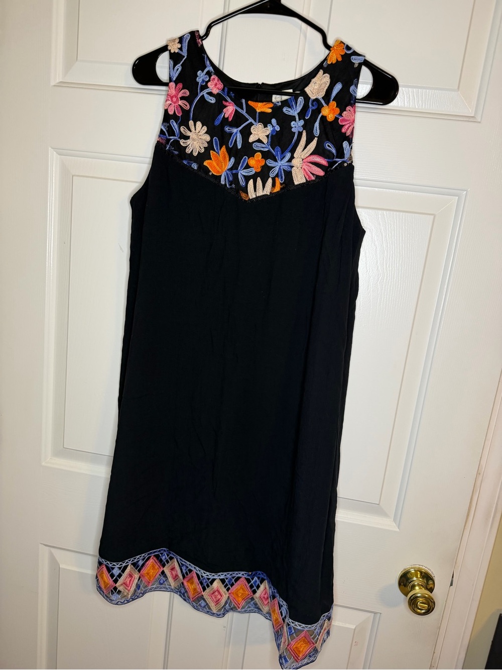 Cato Black Mini Dress with Multicolor Floral Embroidery Sleeveless Size 14/16